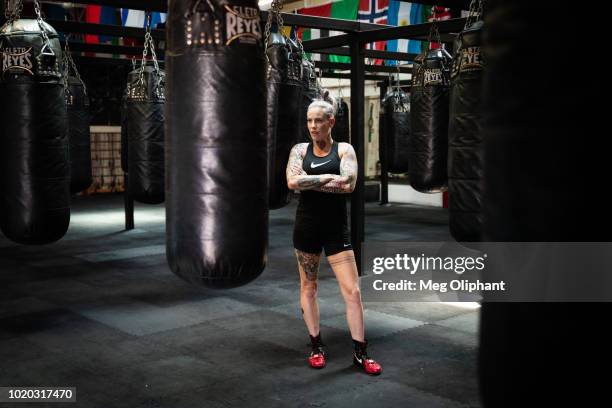 Australian UFC veteran and bare knuckle fighter Bec Rawlings poses for portraits at City of Angels Boxing Club on August 16, 2018 in Los Angeles,...