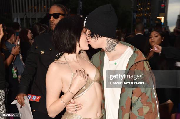 Noah Cyrus and Lil Xan attend the 2018 MTV Video Music Awards at Radio City Music Hall on August 20, 2018 in New York City.