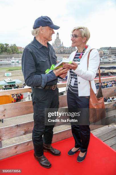 Italien-US actor Terence Hill and Anita Maass, mayor of Lommatzsch, the city in which Terence Hill grew up during the premiere of 'Mein Name ist...