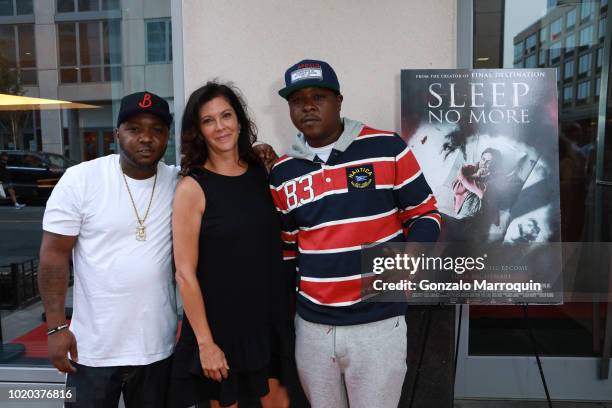 Lil Cease, Shari Moss and Jadakiss during the Premiere For RLJ Entertainment's "Sleep No More" on August 20, 2018 in Brooklyn City.