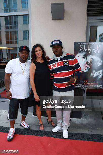 Lil Cease, Shari Moss and Jadakiss during the Premiere For RLJ Entertainment's "Sleep No More" on August 20, 2018 in Brooklyn City.