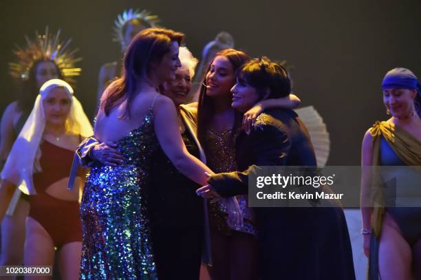 Lani Grande, Marjorie Grande, Ariana Grande, and Joan Grande pose onstage during the 2018 MTV Video Music Awards at Radio City Music Hall on August...