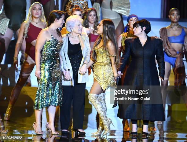 Lani Grande, Marjorie Grande, Ariana Grande, and Joan Grande perform onstage during the 2018 MTV Video Music Awards at Radio City Music Hall on...