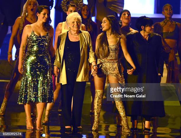 Lani Grande, Marjorie Grande, Ariana Grande, and Joan Grande perform onstage during the 2018 MTV Video Music Awards at Radio City Music Hall on...