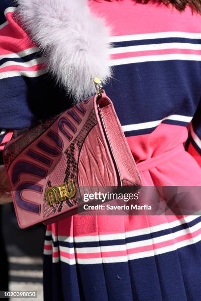 Guest seen outside Miu Miu during Paris Fashion Week Spring/Summer 2018 on 3rd October , 2017 in Paris, France