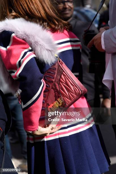 Guest seen outside Miu Miu during Paris Fashion Week Spring/Summer 2018 on 3rd October , 2017 in Paris, France