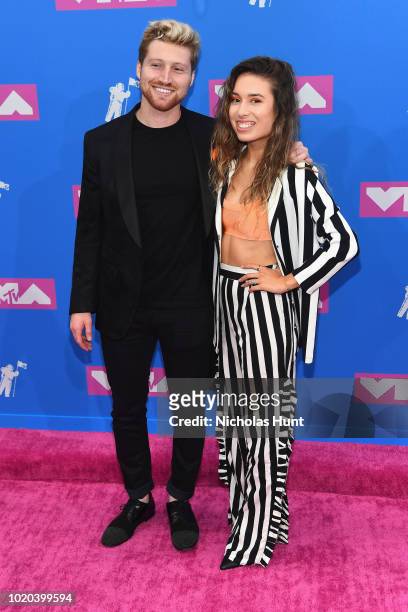Scotty Sire and Kristen McAtee attend the 2018 MTV Video Music Awards at Radio City Music Hall on August 20, 2018 in New York City.