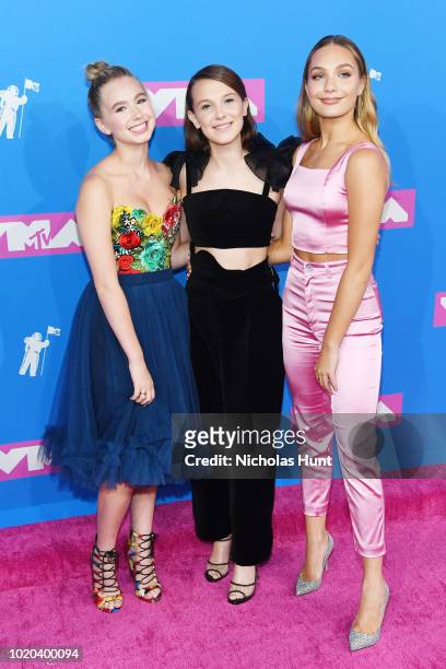 Millie Bobby Brown, and Maddie Ziegler attend the 2018 MTV Video Music Awards at Radio City Music Hall on August 20, 2018 in New York City.