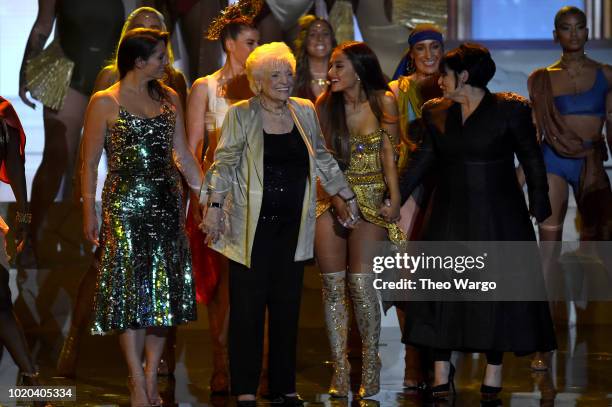 Lani Grande, Marjorie Grande, Ariana Grande, and Joan Grande perform onstage during the 2018 MTV Video Music Awards at Radio City Music Hall on...