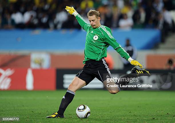 Manuel Neuer of Germany in action during the 2010 FIFA World Cup South Africa Group D match between Germany and Australia at Durban Stadium on June...