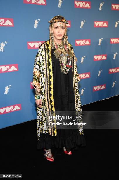 Madonna poses backstage during the 2018 MTV Video Music Awards at Radio City Music Hall on August 20, 2018 in New York City.