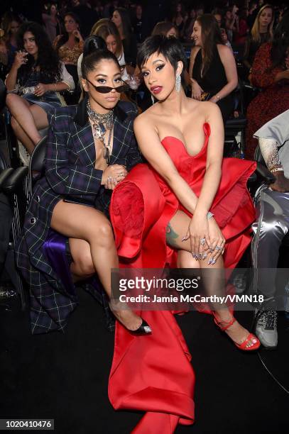Hennessy Carolina and Cardi B attend the 2018 MTV Video Music Awards at Radio City Music Hall on August 20, 2018 in New York City.