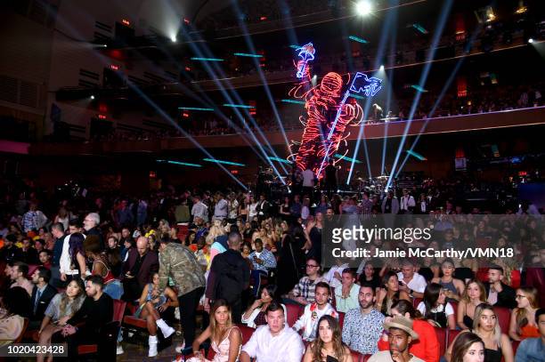 View of the audience during the 2018 MTV Video Music Awards at Radio City Music Hall on August 20, 2018 in New York City.