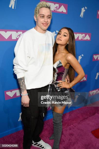 Pete Davidson and Ariana Grande attend the 2018 MTV Video Music Awards at Radio City Music Hall on August 20, 2018 in New York City.