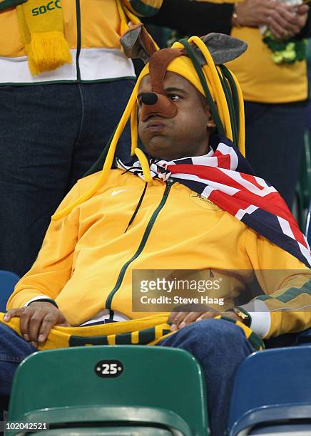 Dejected Australian fan after defeat in the 2010 FIFA World Cup South Africa Group D match between Germany and Australia at Durban Stadium on June...
