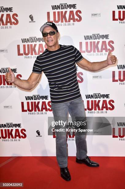 Jean-Claude Van Damme attends the "Lukas" Paris Premiere at Cinema Gaumont Capucines on August 20, 2018 in Paris, France.