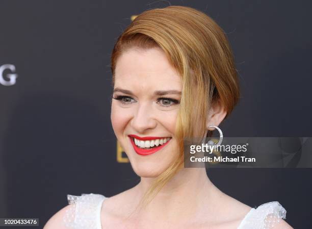 Sarah Drew arrives to the Television Academy's Performers Peer Group Celebration held at NeueHouse Hollywood on August 20, 2018 in Los Angeles,...