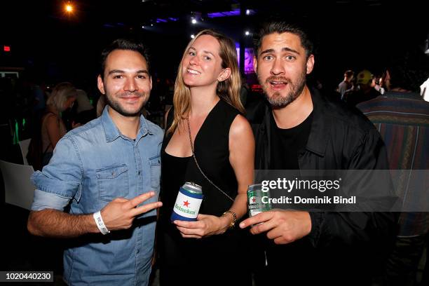 Guests celebrate at the Major League Soccer Kicks Off Heineken Rivalry Week on August 20, 2018 in Brooklyn, New York.