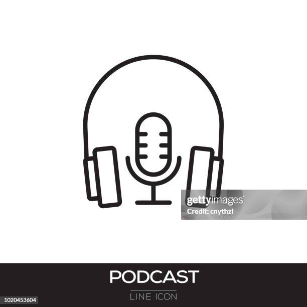 illustrations, cliparts, dessins animés et icônes de icône de ligne podcast - baladeur mp3