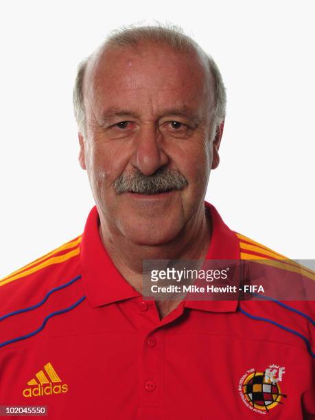 Coach Vincente Del Bosque of Spain poses during the official Fifa World Cup 2010 portrait session on June 13, 2010 in Potchefstroom, South Africa.
