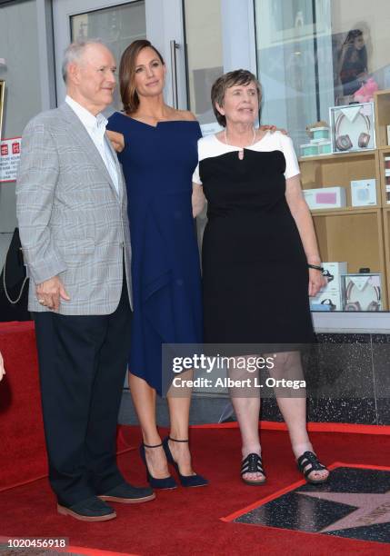 William John Garner, Jennifer Garner and Patricia Ann Garner attend the ceremony honoring Jennifer Garner with a star on the Hollywood Walk Of Fame...