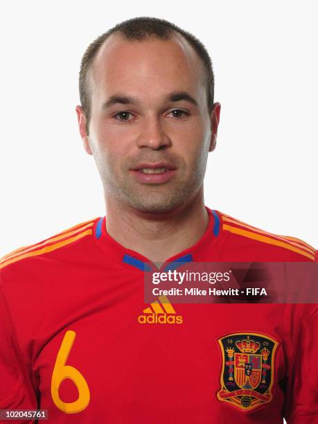 Andres Iniesta of Spain poses during the official Fifa World Cup 2010 portrait session on June 13, 2010 in Potchefstroom, South Africa.