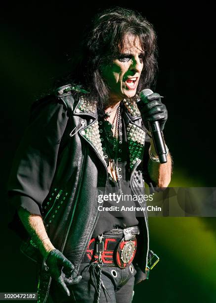 Singer-songwriter Alice Cooper performs on stage at Queen Elizabeth Theatre on August 20, 2018 in Vancouver, Canada.