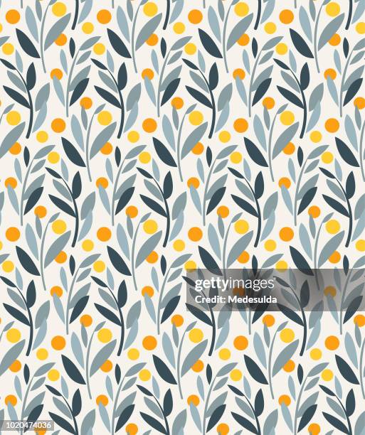 seamless pattern plant abtract - olive tree stock illustrations