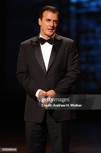 Actor Chris Noth speaks onstage during the 64th Annual Tony Awards at Radio City Music Hall on June 13, 2010 in New York City.