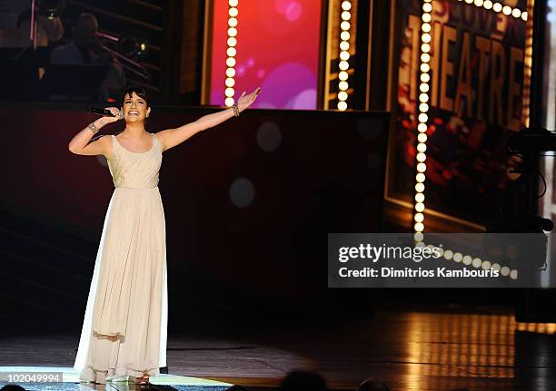 Lea Michele performs onstage during the 64th Annual Tony Awards at Radio City Music Hall on June 13, 2010 in New York City.