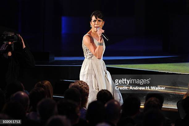 Actress Lea Michele performs onstage during the 64th Annual Tony Awards at Radio City Music Hall on June 13, 2010 in New York City.