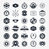 Emblems, badges and retro seals set - blazons and labels