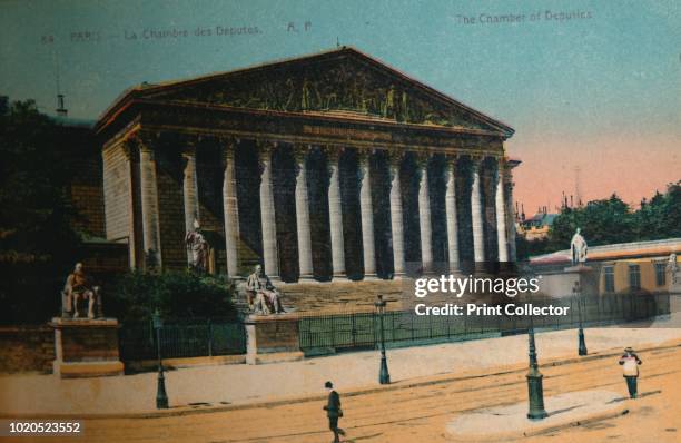 The Chamber of Deputies, Palais Bourbon, Paris, circa 1920. From Paris - 48 Vues, a booklet of detachable postcard views. [A Papeghin, Paris, circa...