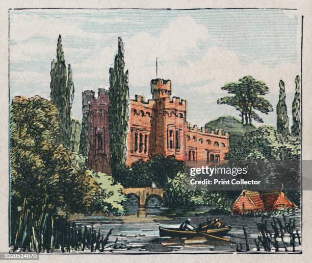 Hertford', circa 1910. 'The Castle. Founded, A.D. 909. Malting. Brewing. Population 380'. Card from The Counties of England - A Geographical Game....