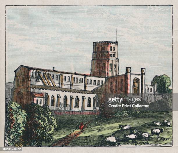 St Albans', circa 1910. 'The Abbey. Founded in honour of England's Proto-martyr, A.D. 796. Straw plaiting. Boots. Shoes. Population 130'. Card from...