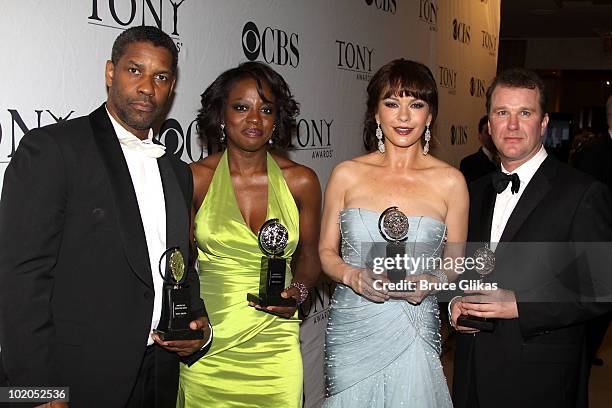 Denzel Washington, Viola Davis, Catherine Zeta-Jones, and Douglas Hodge attend the 64th Annual Tony Awards at The Sports Club/LA on June 13, 2010 in...