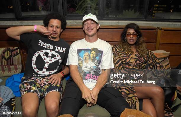 Actor Eric Andre and musicians Diplo and M.I.A. Hang out at the after party for the premiere of Abramorama's "Matangi/Maya/M.I.A." at The Theatre at...