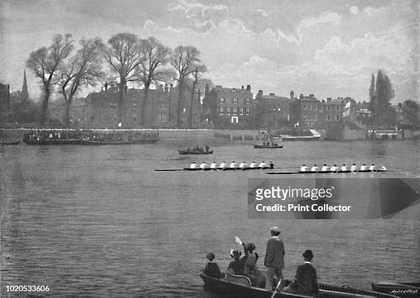 The Oxford and Cambridge Boat Race', circa 1896. From Pictorial England and Wales. [Cassell and Company, Limited, London, Paris & Melbourne, circa...