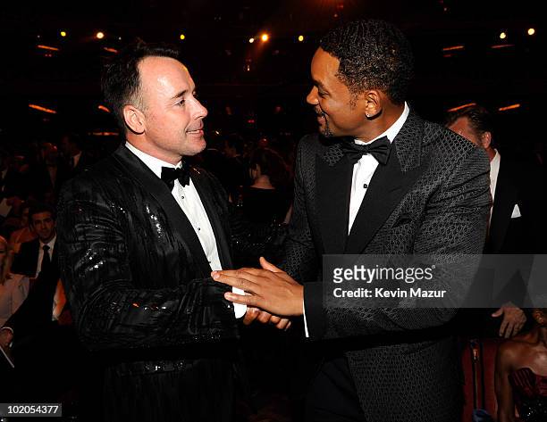 David Furnish and Will Smith in the audience at the 64th Annual Tony Awards at Radio City Music Hall on June 13, 2010 in New York City.
