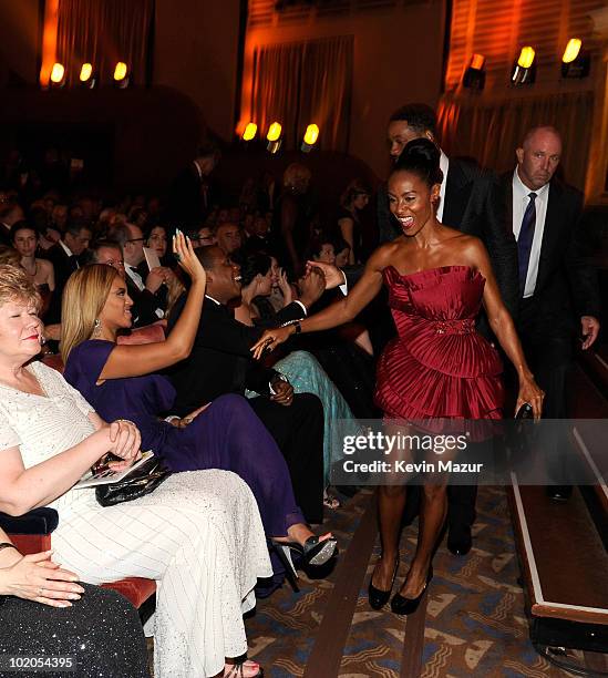 Beyonce, Jay-Z, Will Smith and Jada Pinkett Smith in the audience at the 64th Annual Tony Awards at Radio City Music Hall on June 13, 2010 in New...