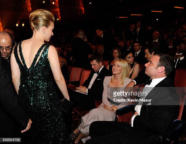 Scarlett Johansson, Naomi Watts and Liev Schreiber in the audience at the 64th Annual Tony Awards at Radio City Music Hall on June 13, 2010 in New...