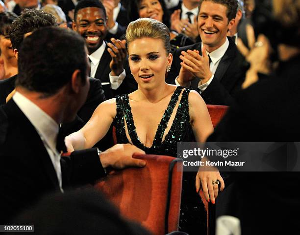 Scarlett Johansson in the audience at the 64th Annual Tony Awards at Radio City Music Hall on June 13, 2010 in New York City.