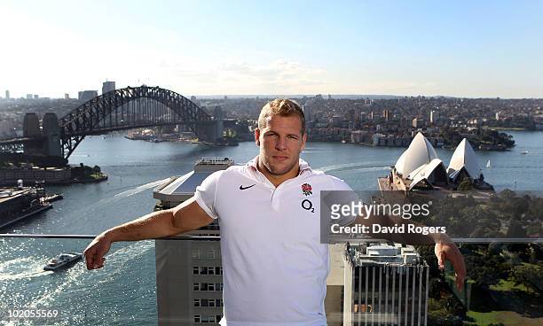 James Haskell, of England, looks out from the roof of the Intercontinental Hotel over the Sydney Opera House on June 14, 2010 in Sydney, Australia.