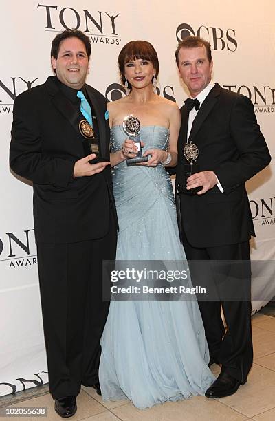 Producer David Babani, Catherine Zeta-Jones and Douglas Hodge attend the 64th Annual Tony Awards at The Sports Club/LA on June 13, 2010 in New York...