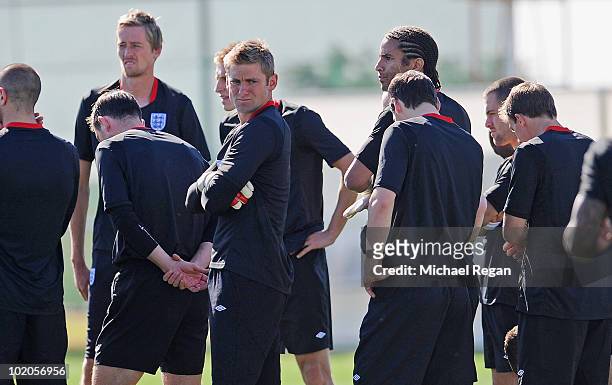 Robert Green looks on during the England training session at the Royal Bafokeng Sports Campus on June 14, 2010 in Rustenburg, South Africa.
