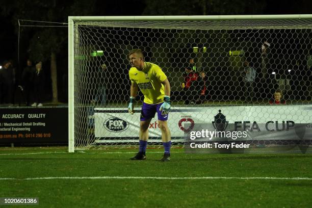 Paul Bitz of Broadmeadow Magic warms up before the start of the game during the FFA Cup round of 16 match between Broadmeadow Magic and Bentleigh...