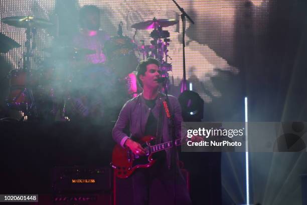 Welsh rock band Stereophonics perform on stage during day two at RiZE Festival in Chelmsford, on August 18, 2018. The band consists of Kelly Jones ,...