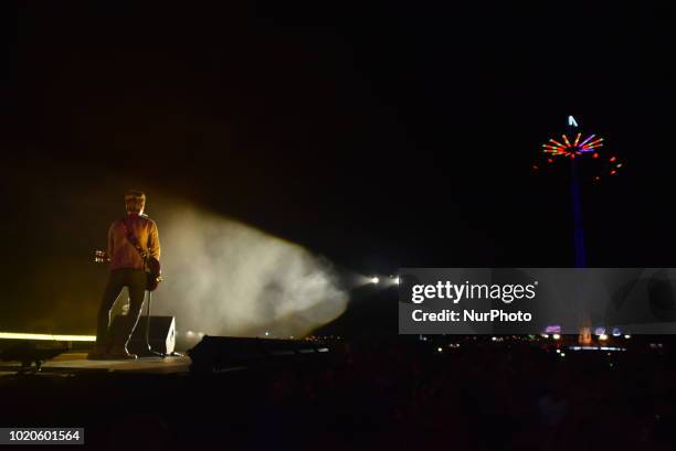 Welsh rock band Stereophonics perform on stage during day two at RiZE Festival in Chelmsford, on August 18, 2018. The band consists of Kelly Jones ,...