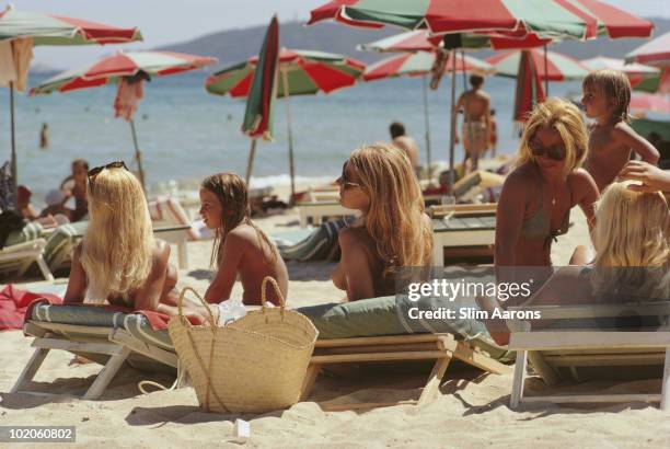 The beach at Saint-Tropez, on the French Riviera, August 1971.