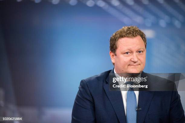 Hadley Dean, chief executive officer of Echo Polska Properties Plc , pause during a Bloomberg Television interview in London, U.K., on Tuesday, Aug....